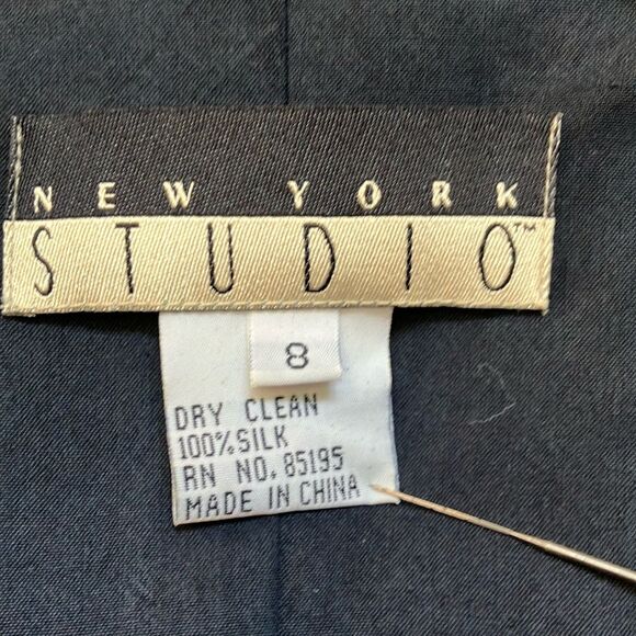 Vintage New York Studio Asymmetrical Wrap Silk Mini Dress color asphalt - Picture 2 of 4